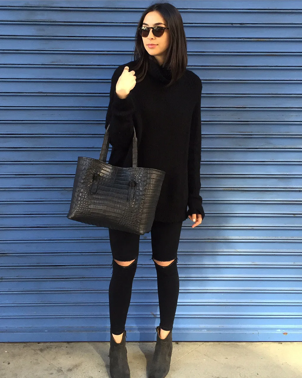 Knotted Tote in Crocodile
