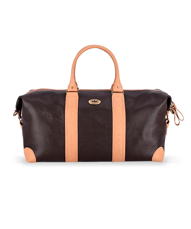 Lambda Sapri Brown & Beige Duffle Bag