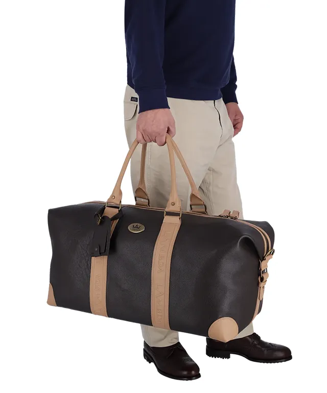 Lambda Sapri Brown & Beige Duffle Bag