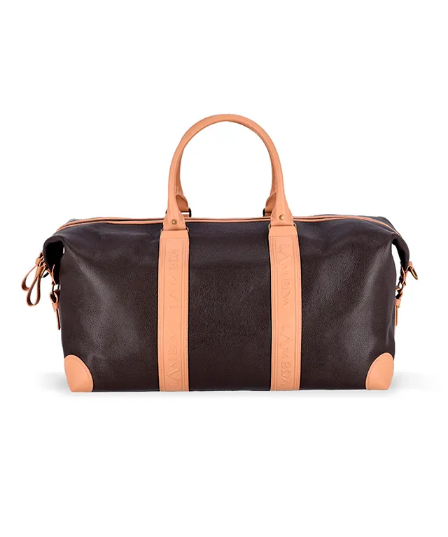 Lambda Sapri Brown & Beige Duffle Bag