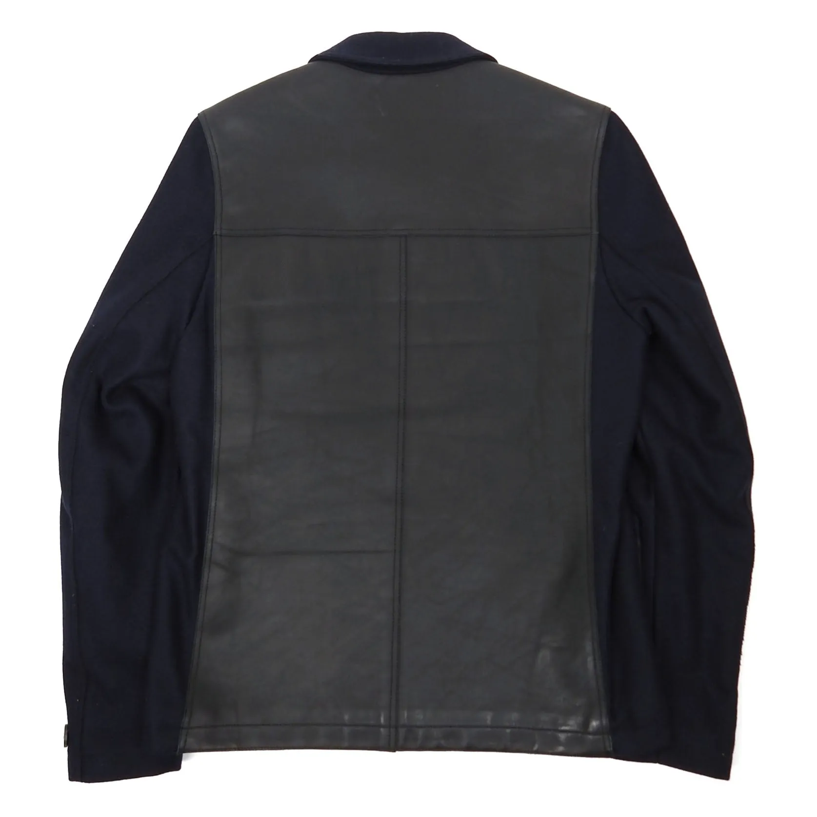 Lanvin Navy/Black Wool/Leather Jacket Size 48