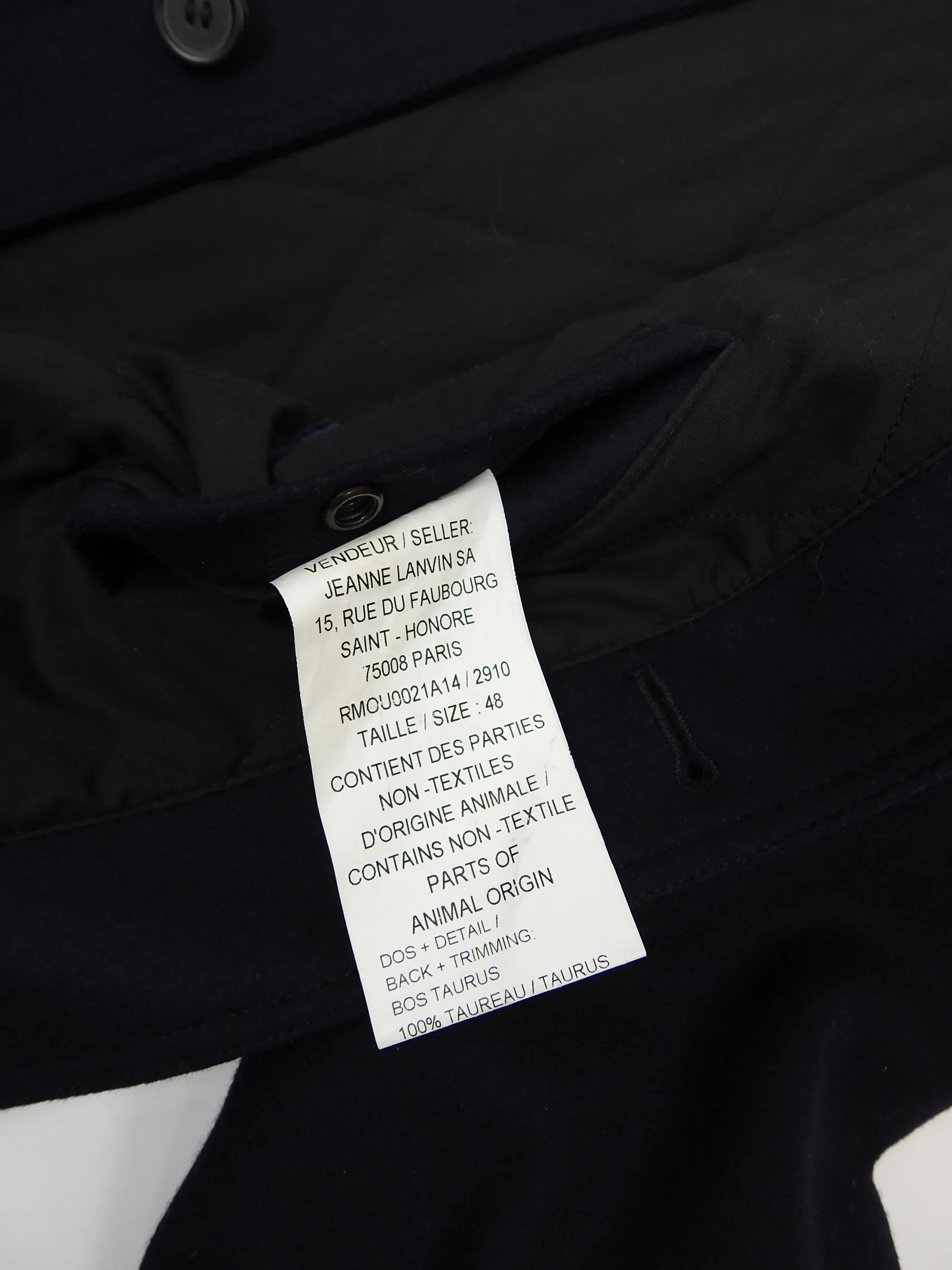 Lanvin Navy/Black Wool/Leather Jacket Size 48