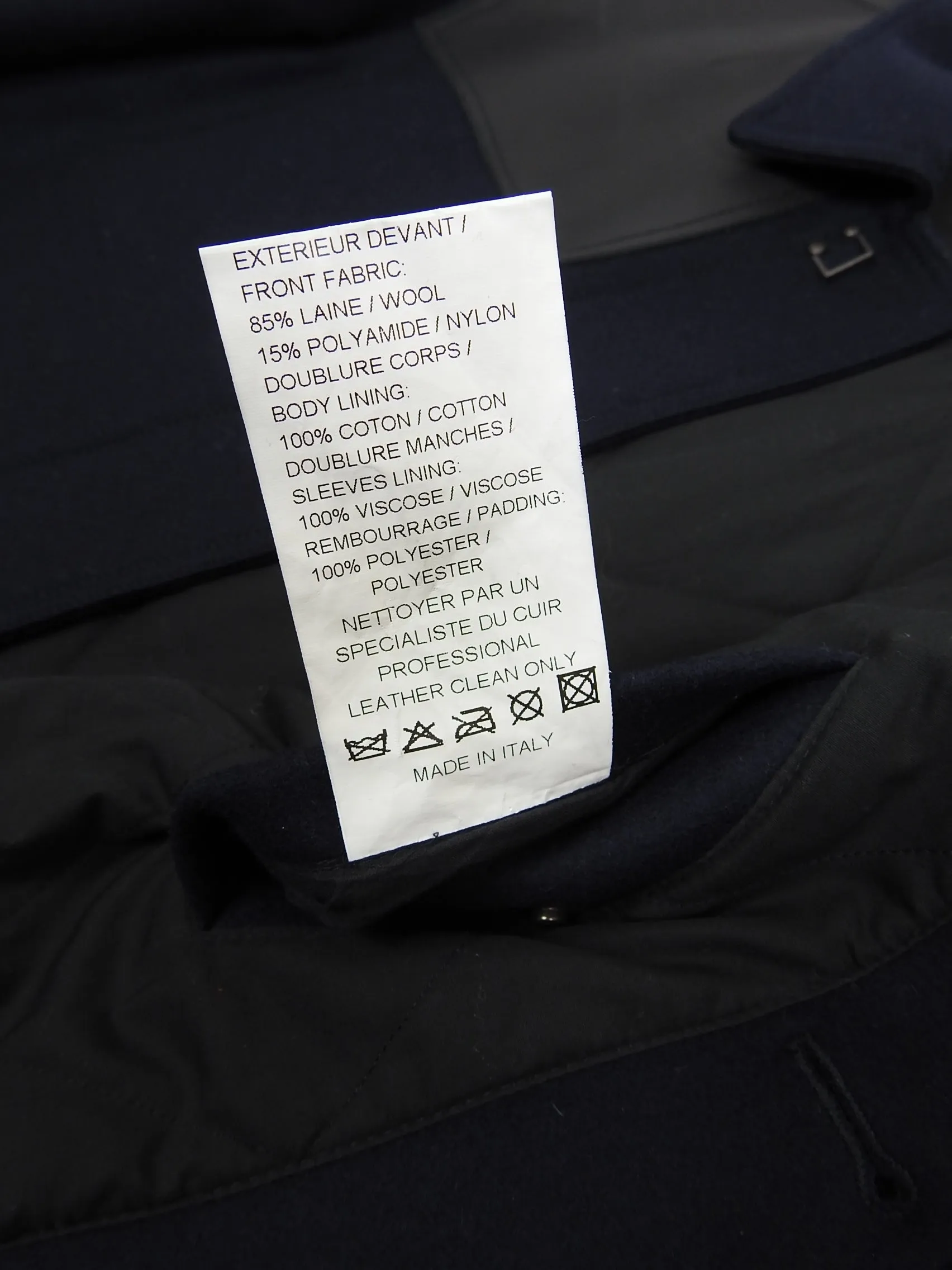 Lanvin Navy/Black Wool/Leather Jacket Size 48