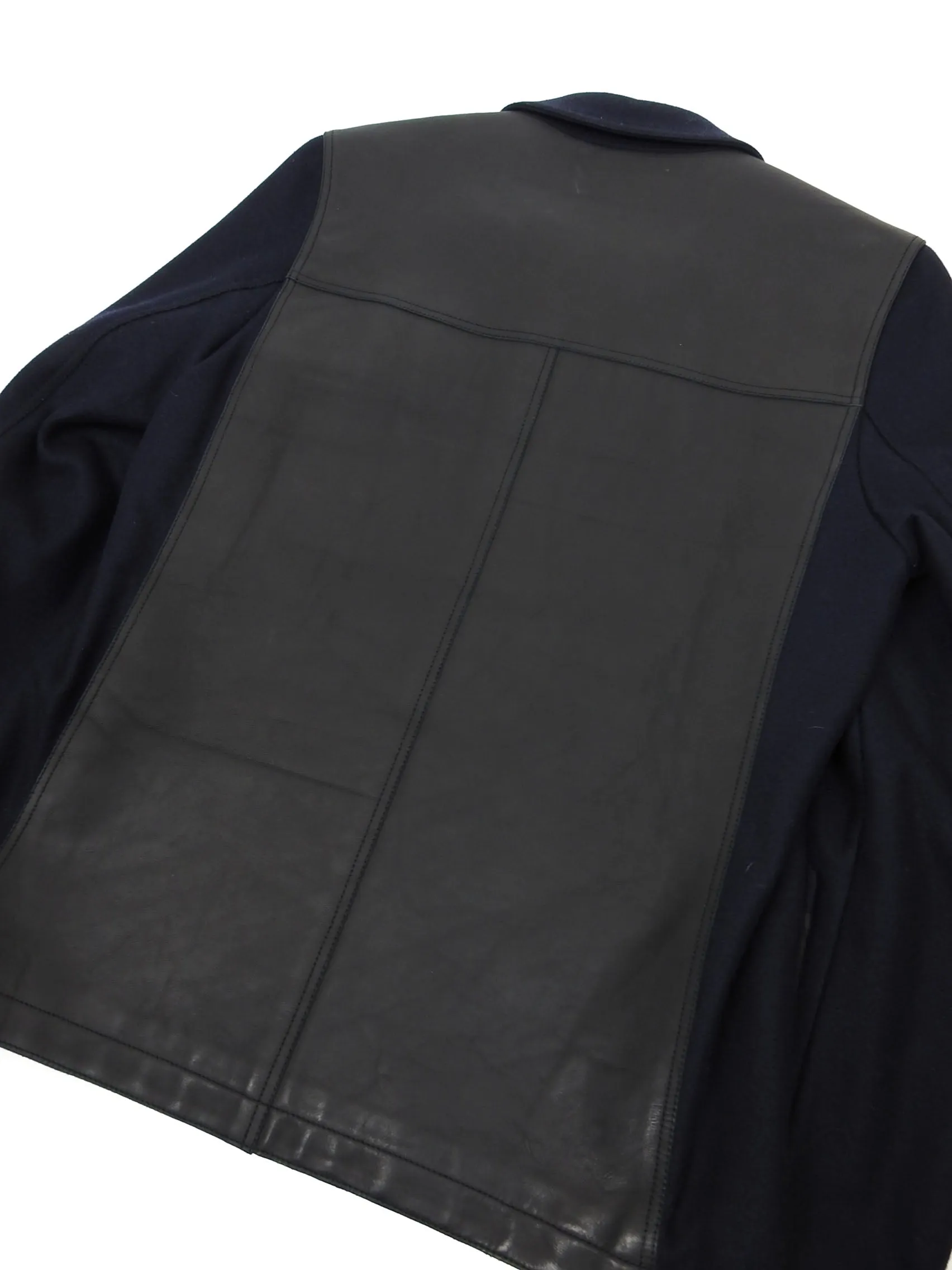 Lanvin Navy/Black Wool/Leather Jacket Size 48