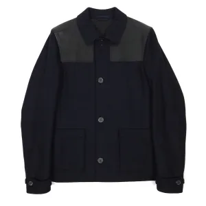 Lanvin Navy/Black Wool/Leather Jacket Size 48