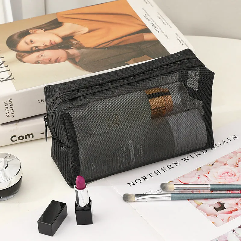 Large Transparent Black Fabric Wash Hollow Cosmetic Bags