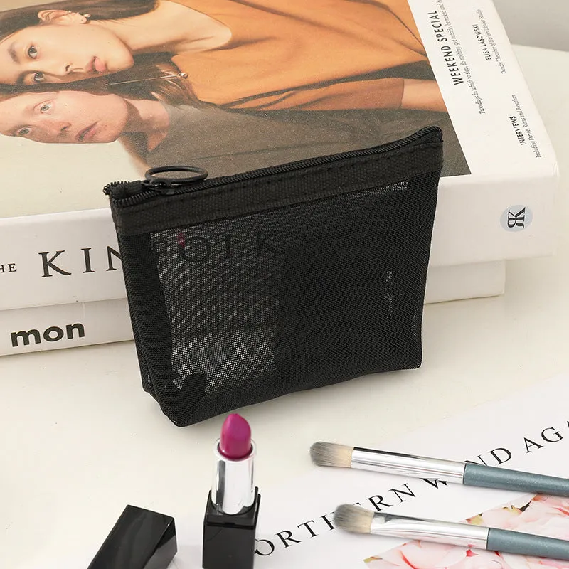 Large Transparent Black Fabric Wash Hollow Cosmetic Bags