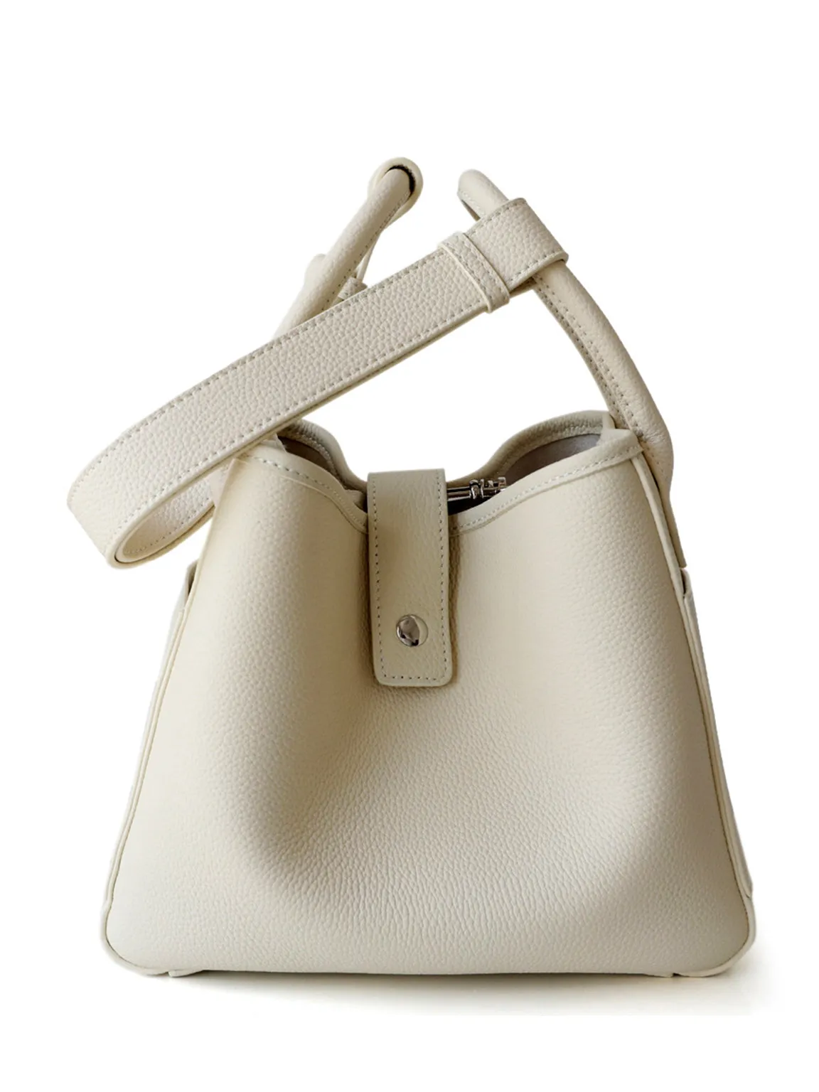 Leather Bucket Bag Top Handle Basket Bag Open-top Tote Bag