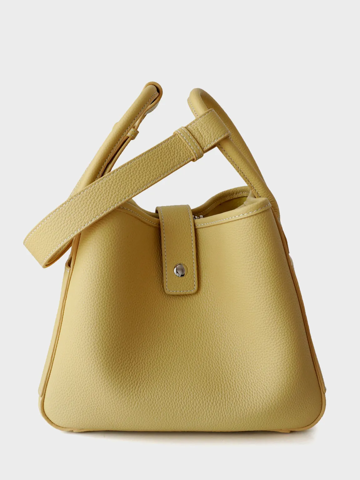 Leather Bucket Bag Top Handle Basket Bag Open-top Tote Bag
