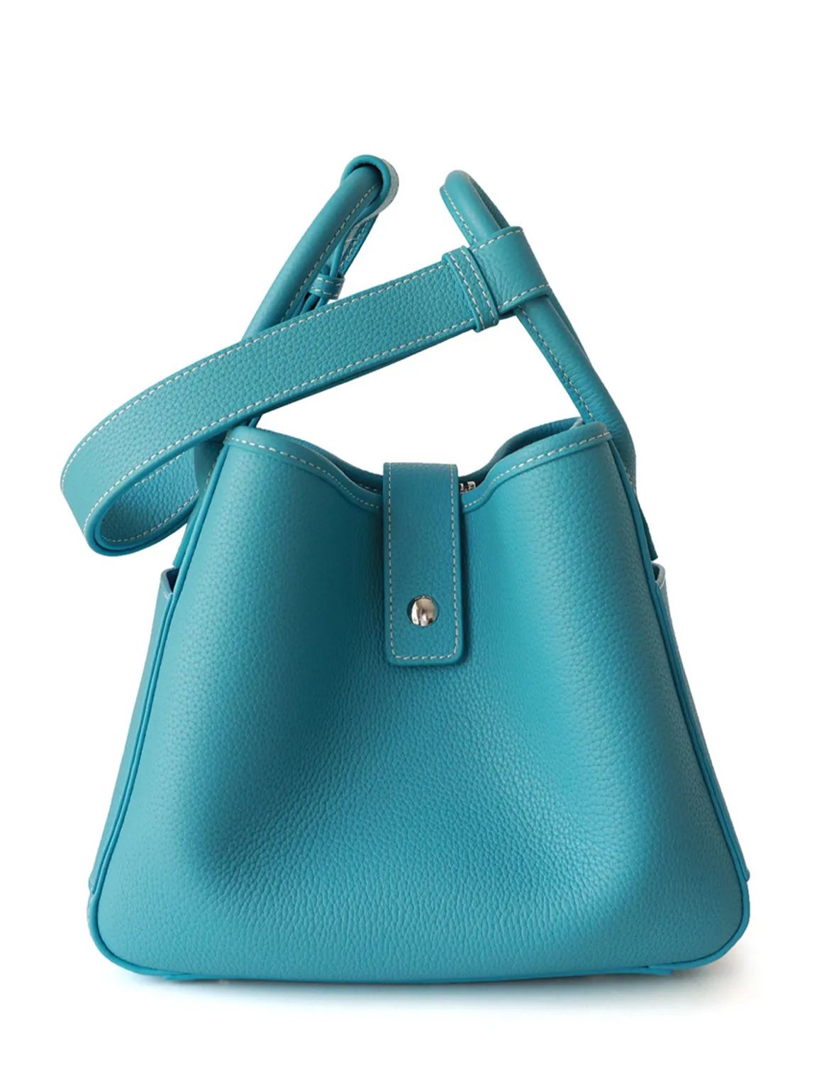 Leather Bucket Bag Top Handle Basket Bag Open-top Tote Bag