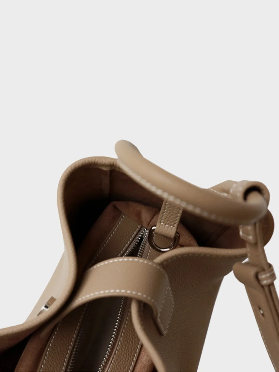 Leather Bucket Bag Top Handle Basket Bag Open-top Tote Bag