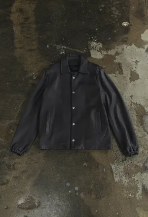 Leather Coaches Jacket / Dark Navy