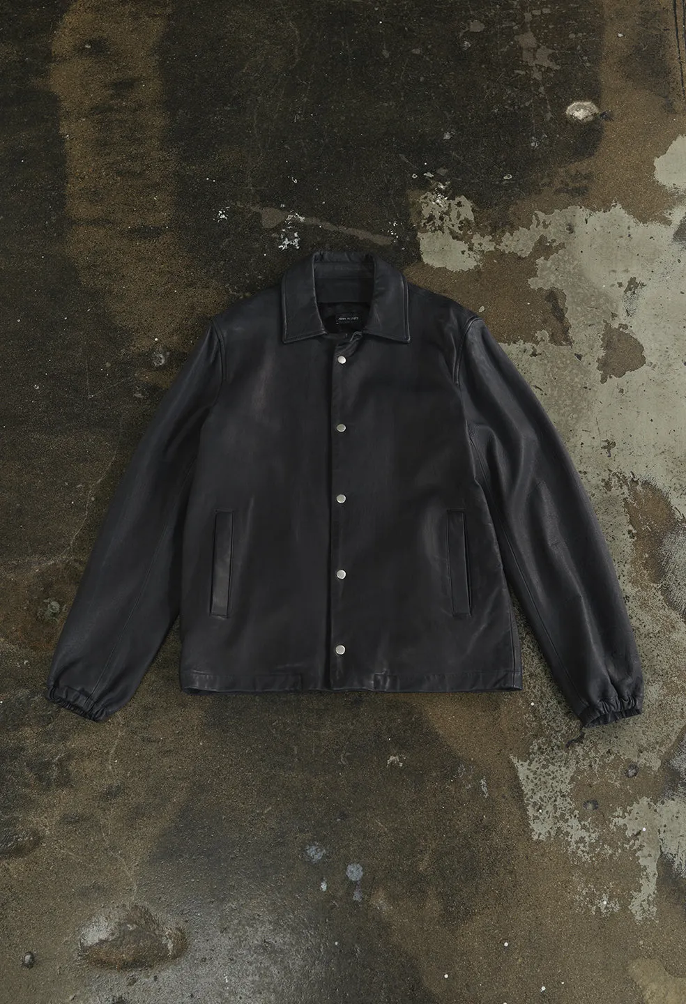Leather Coaches Jacket / Dark Navy