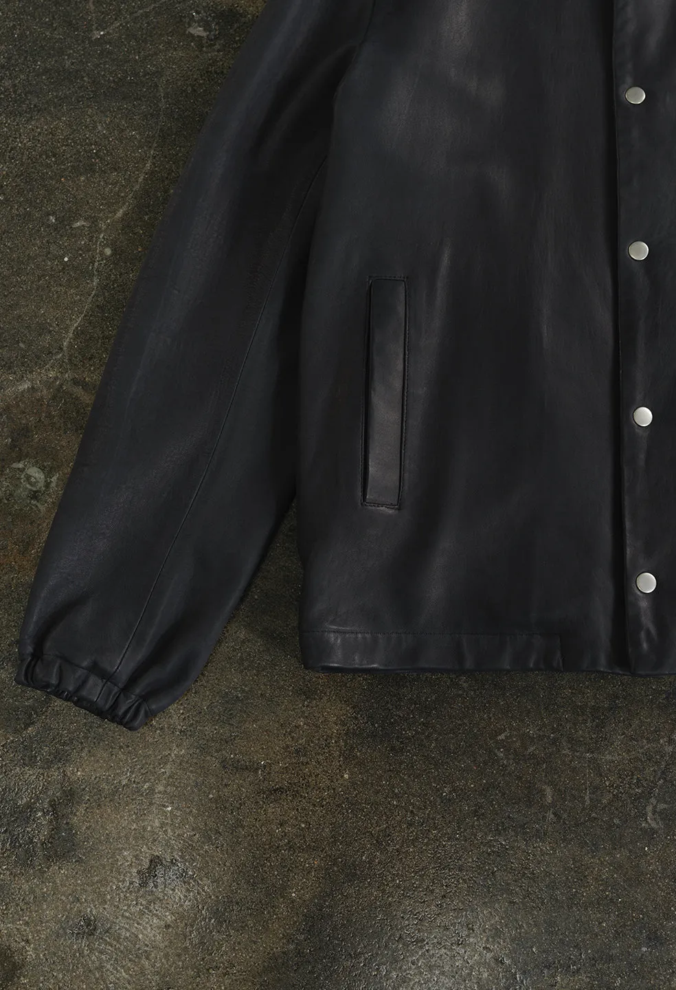 Leather Coaches Jacket / Dark Navy