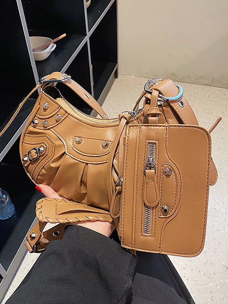 Leather Studs Shoulder Bag