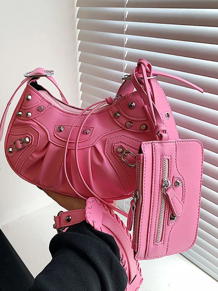 Leather Studs Shoulder Bag