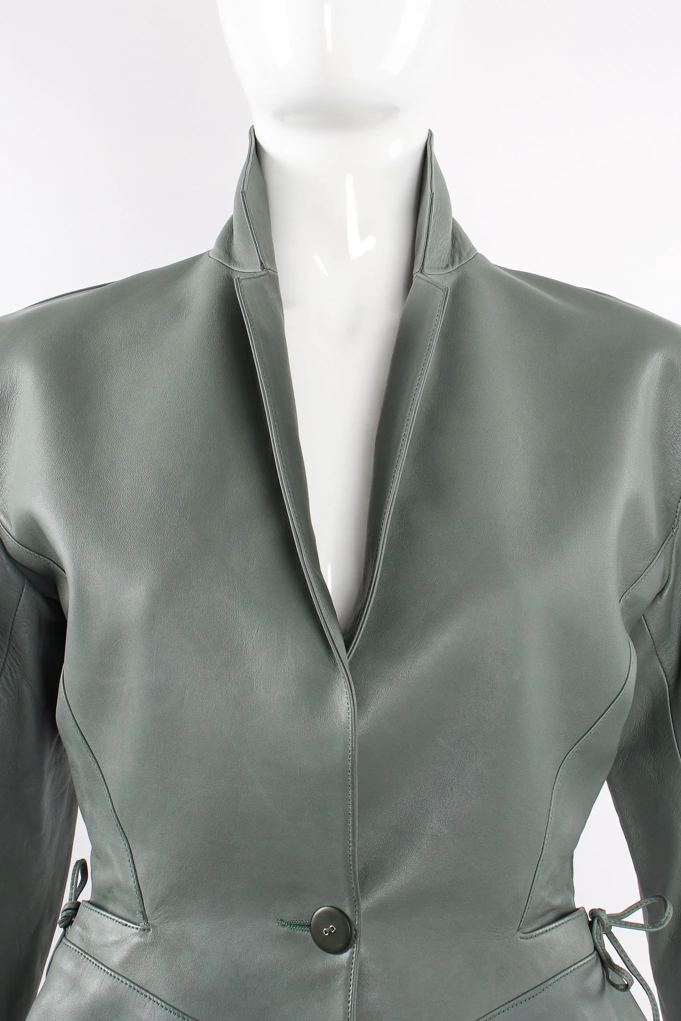 Leather Tie Peplum Jacket