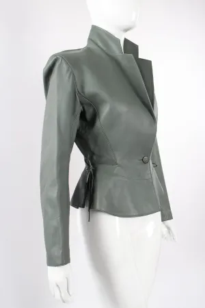 Leather Tie Peplum Jacket