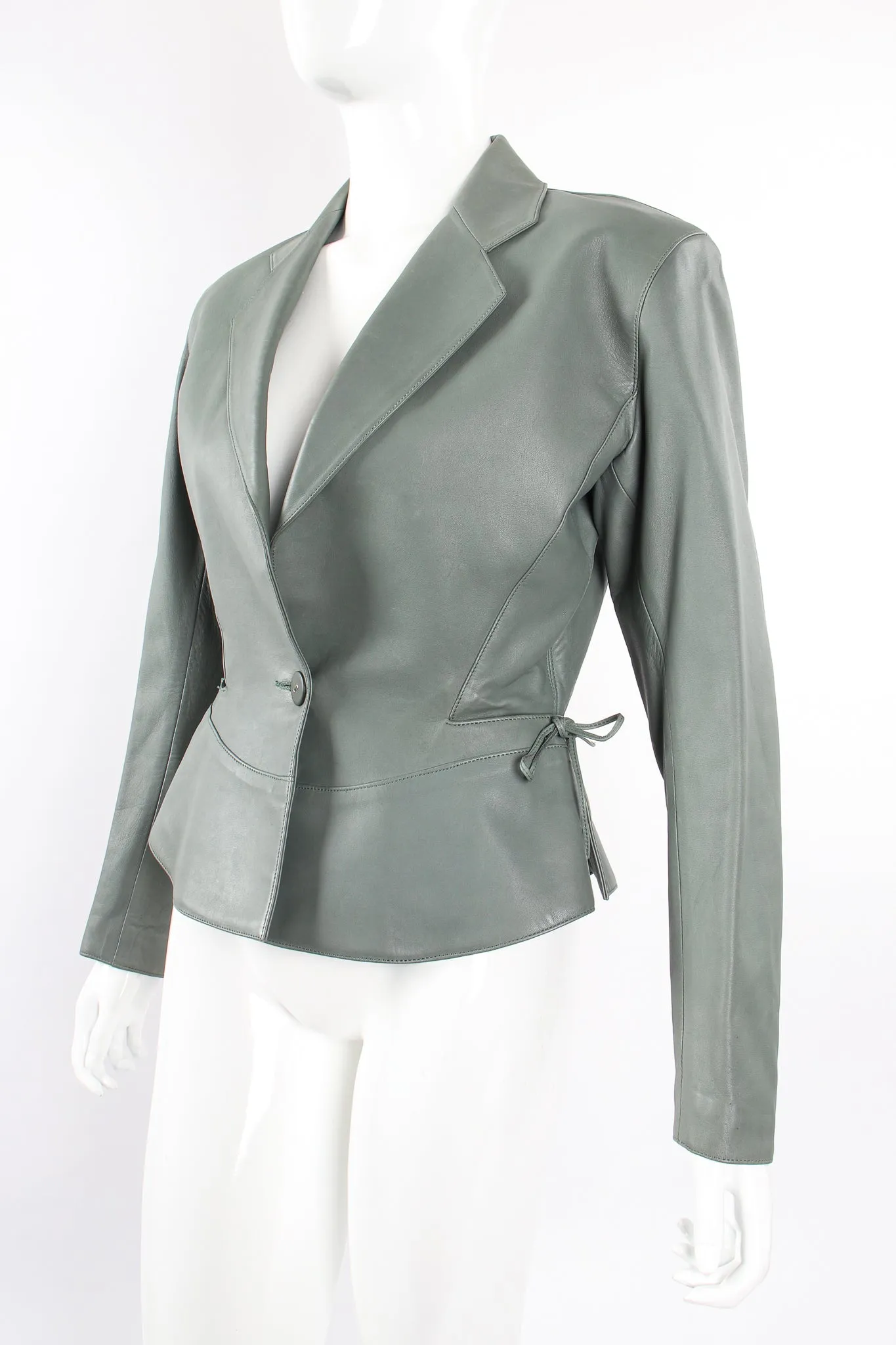Leather Tie Peplum Jacket