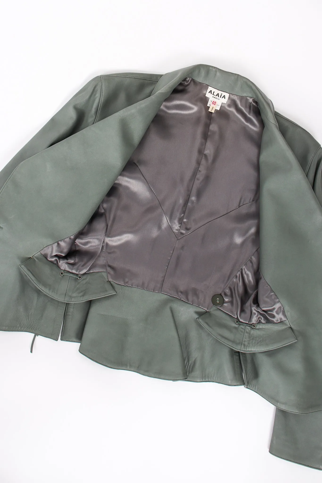 Leather Tie Peplum Jacket