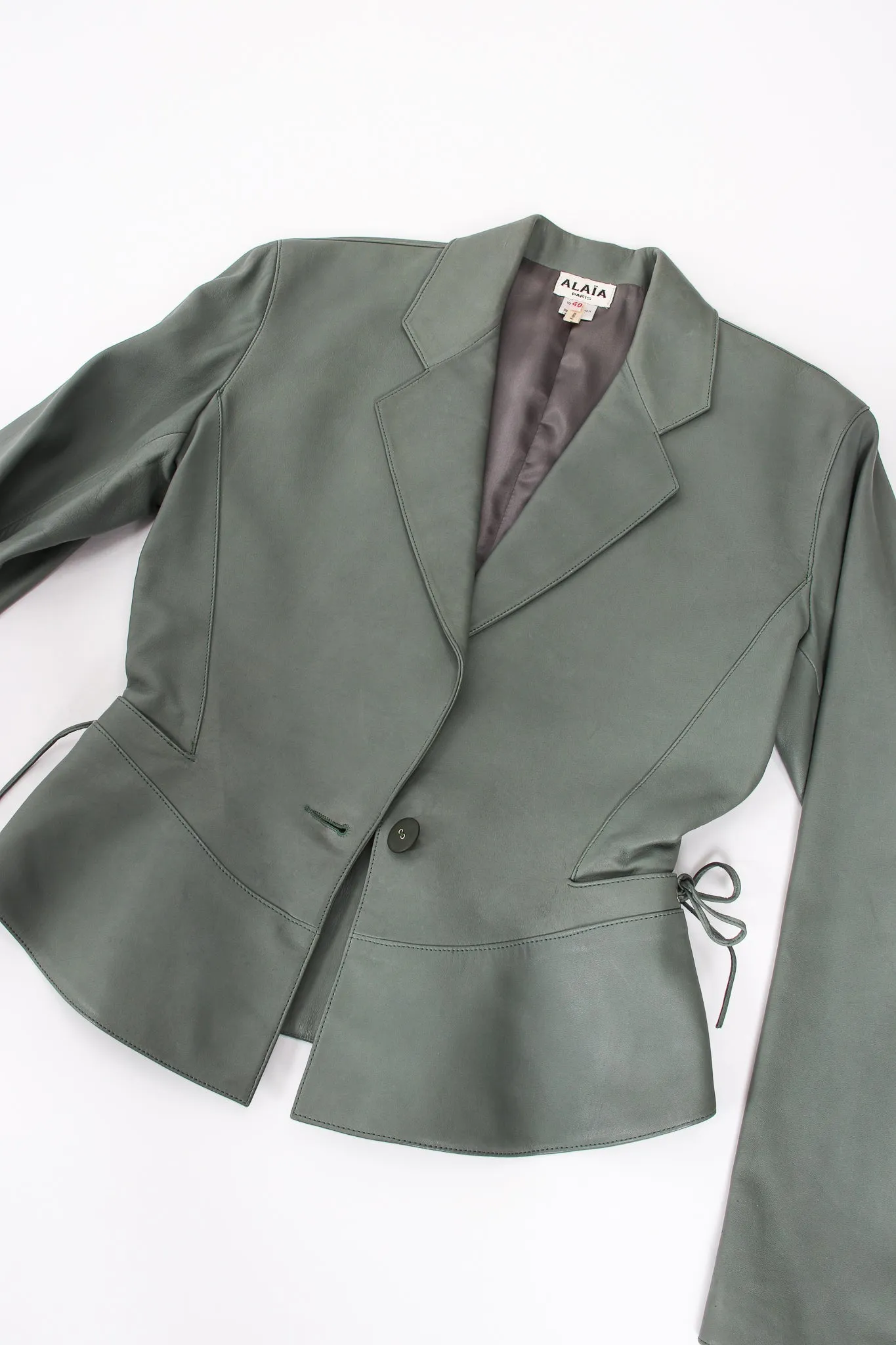 Leather Tie Peplum Jacket