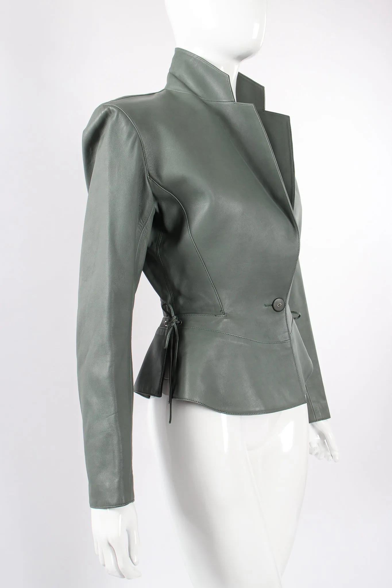 Leather Tie Peplum Jacket