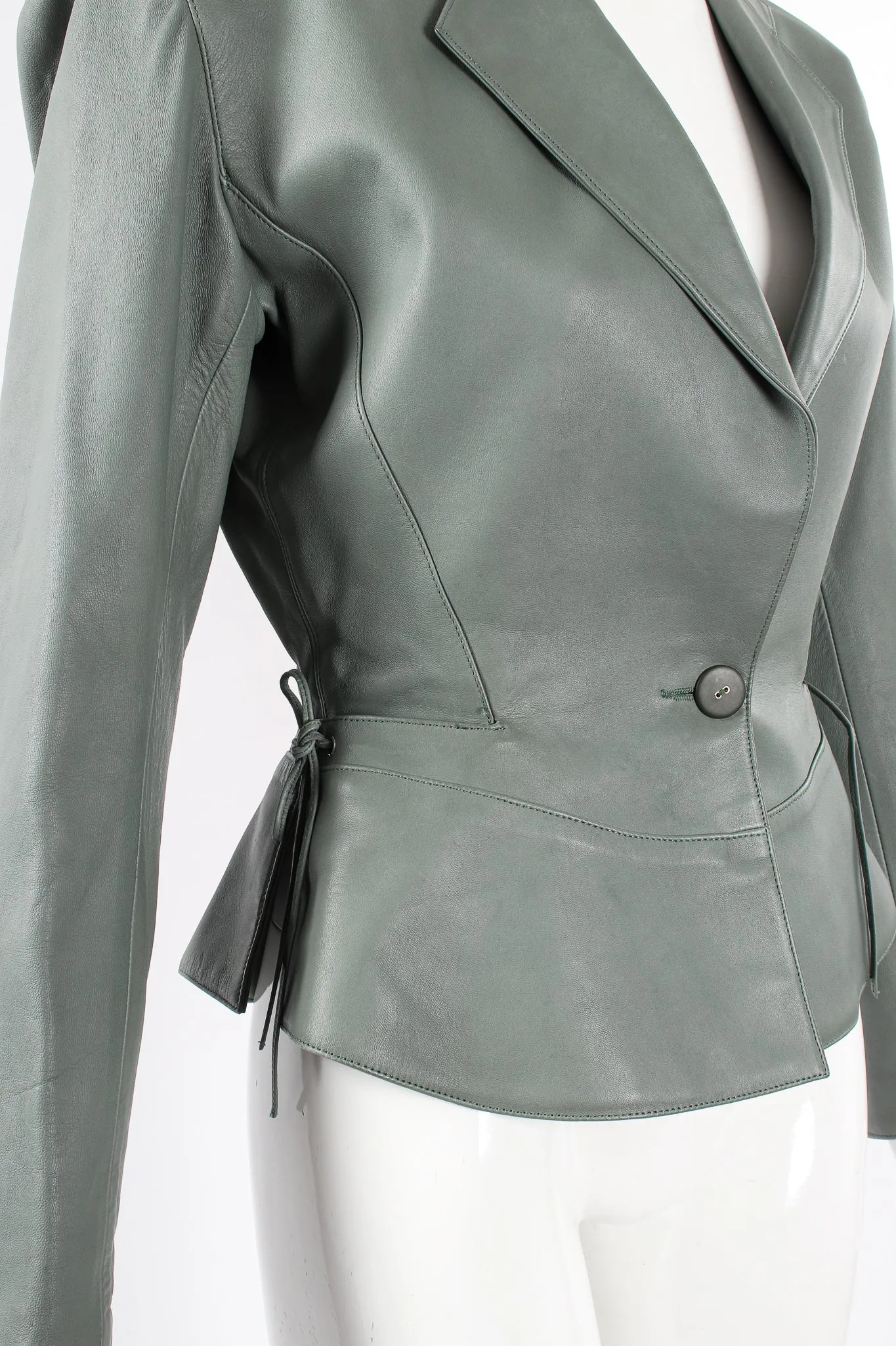 Leather Tie Peplum Jacket