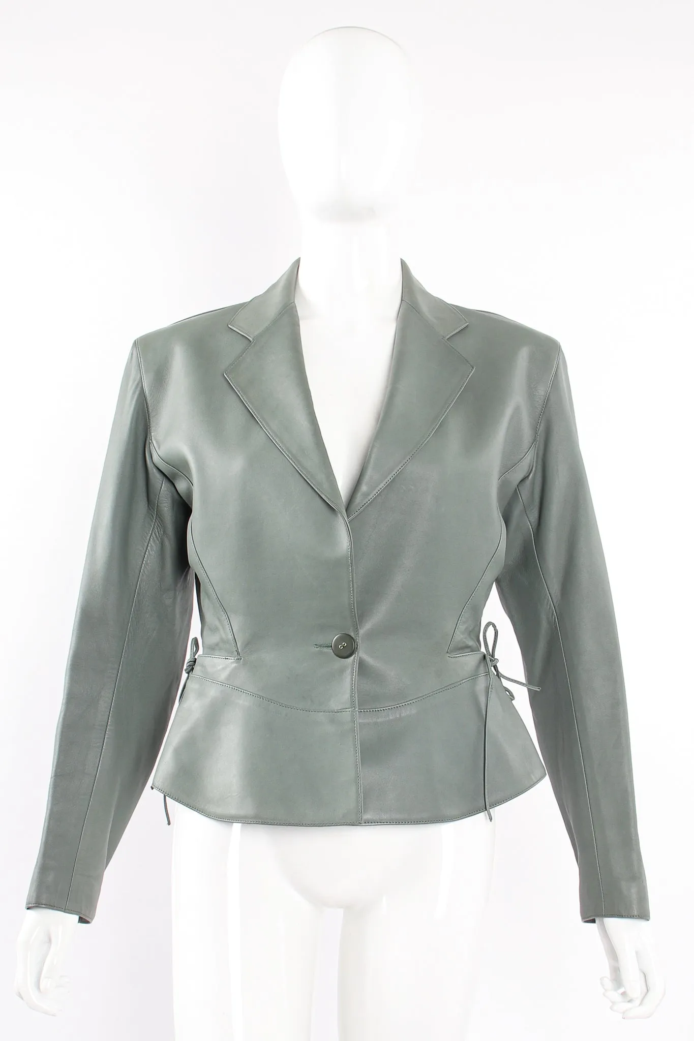 Leather Tie Peplum Jacket