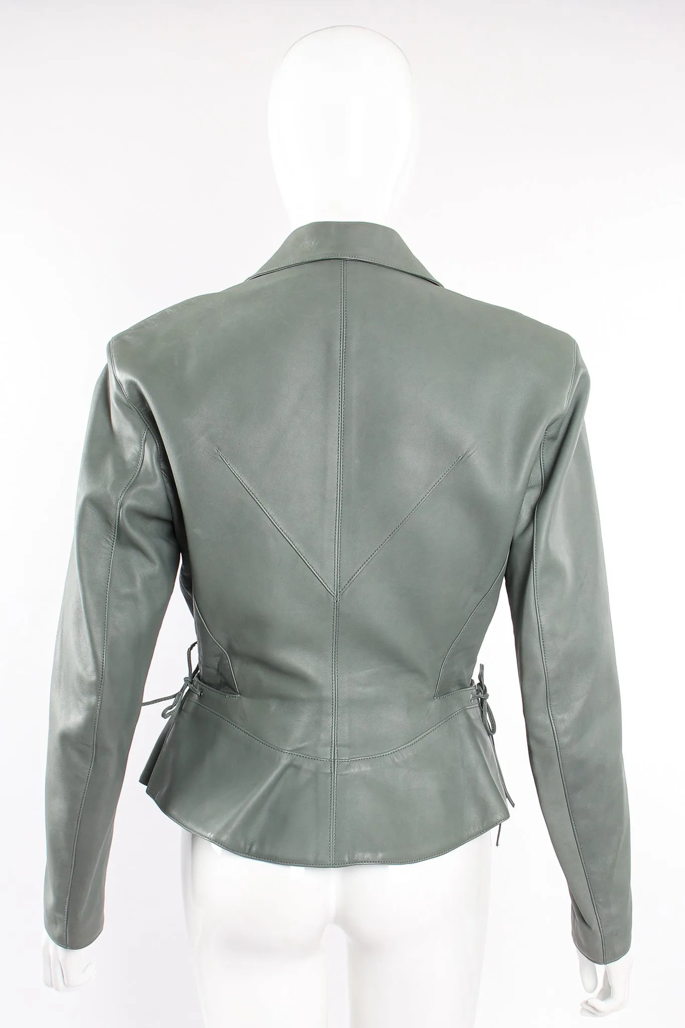 Leather Tie Peplum Jacket