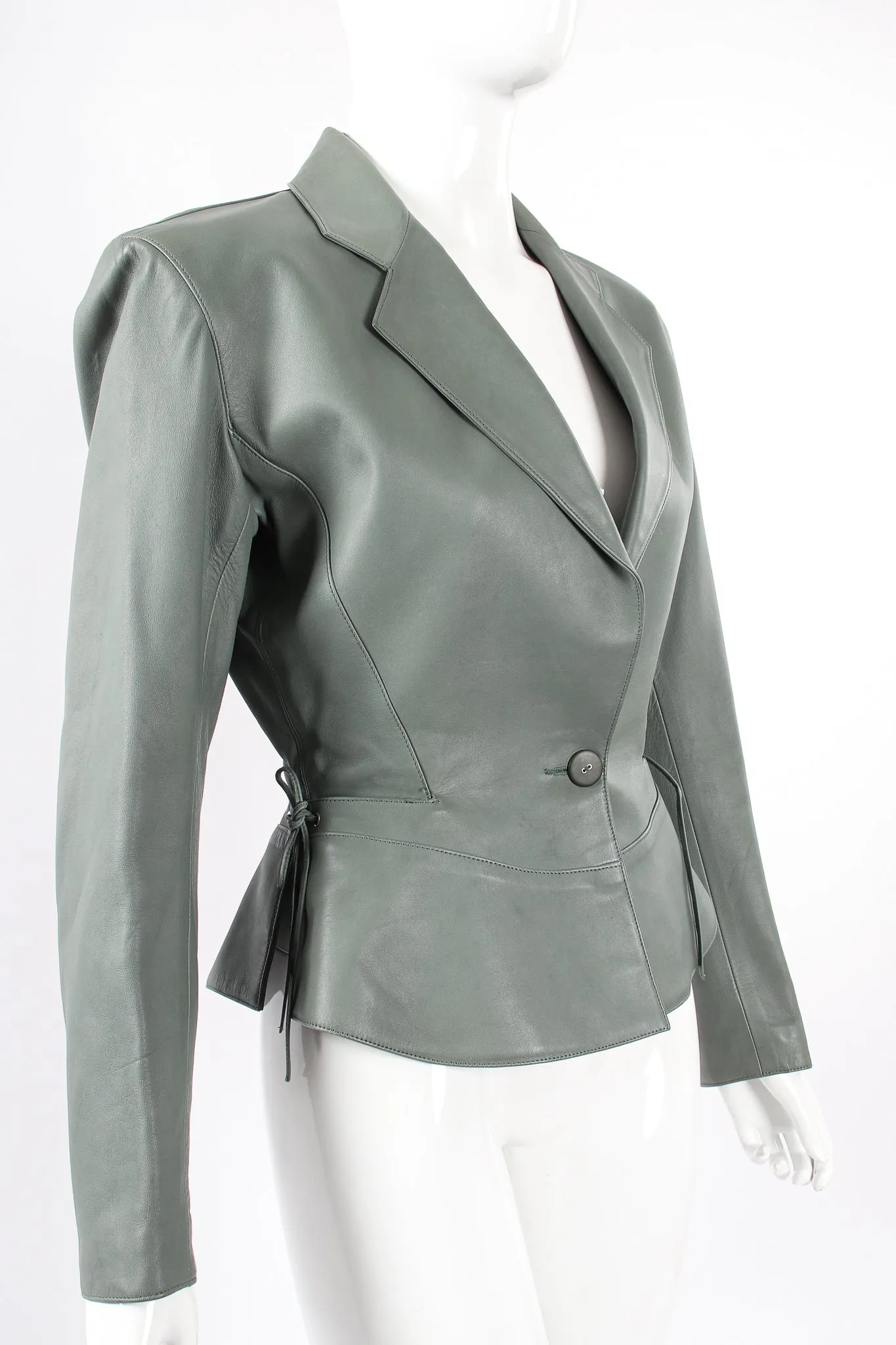Leather Tie Peplum Jacket