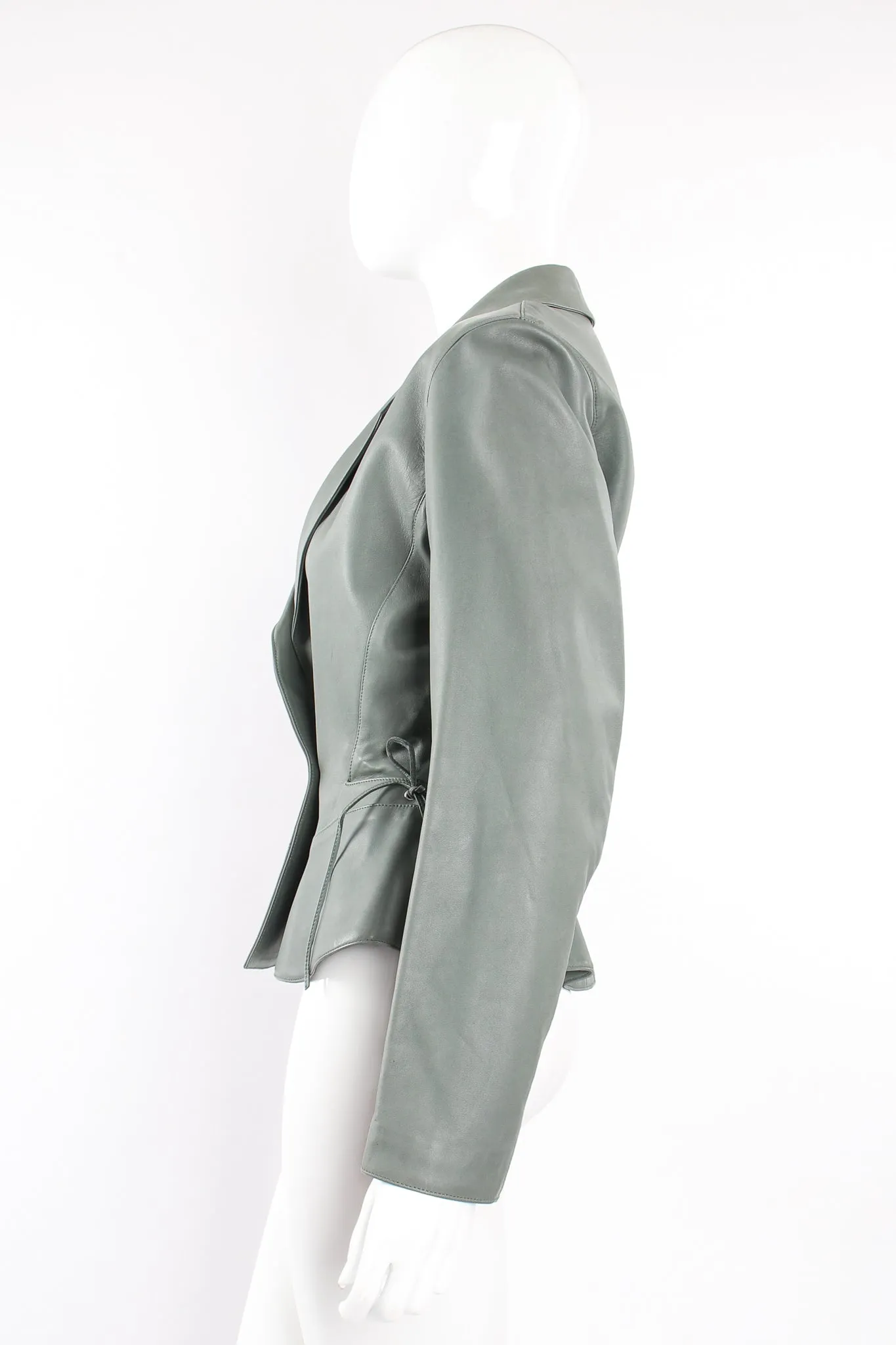 Leather Tie Peplum Jacket