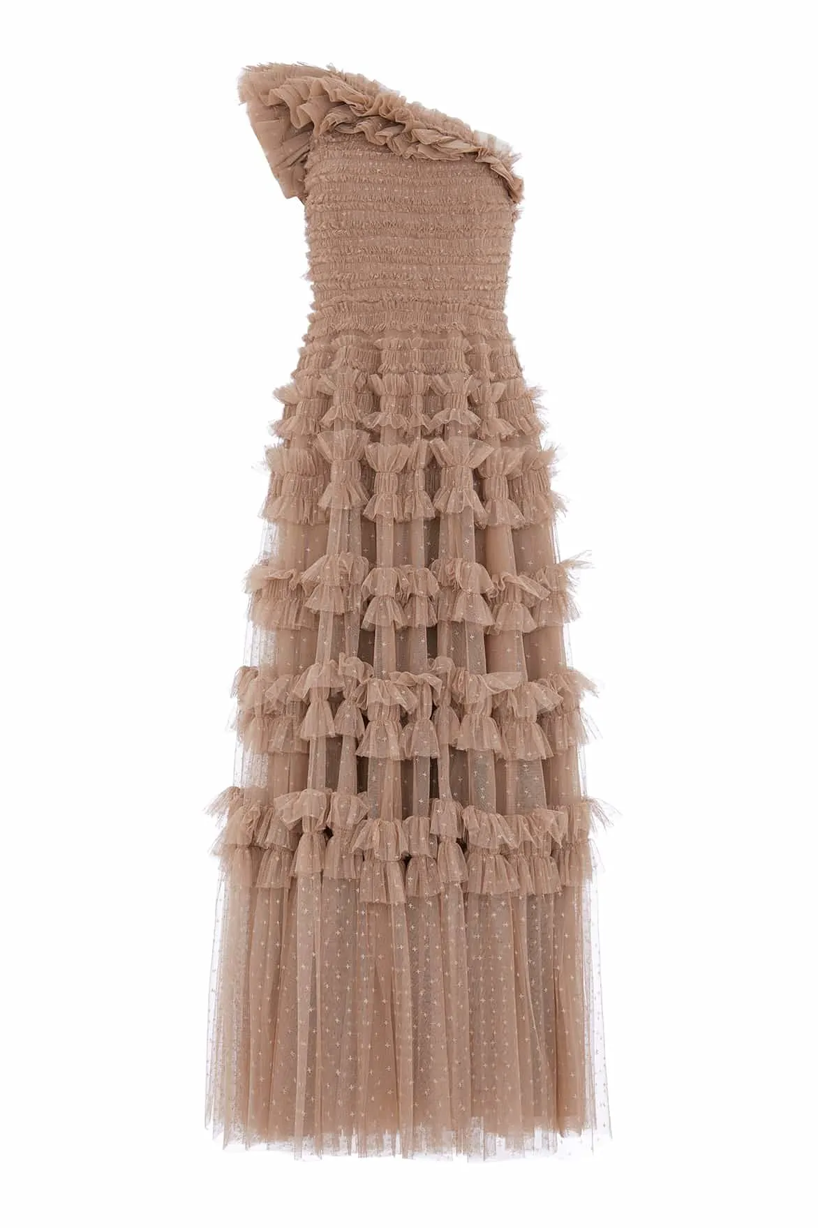Lisette Ruffle One-Shoulder Gown