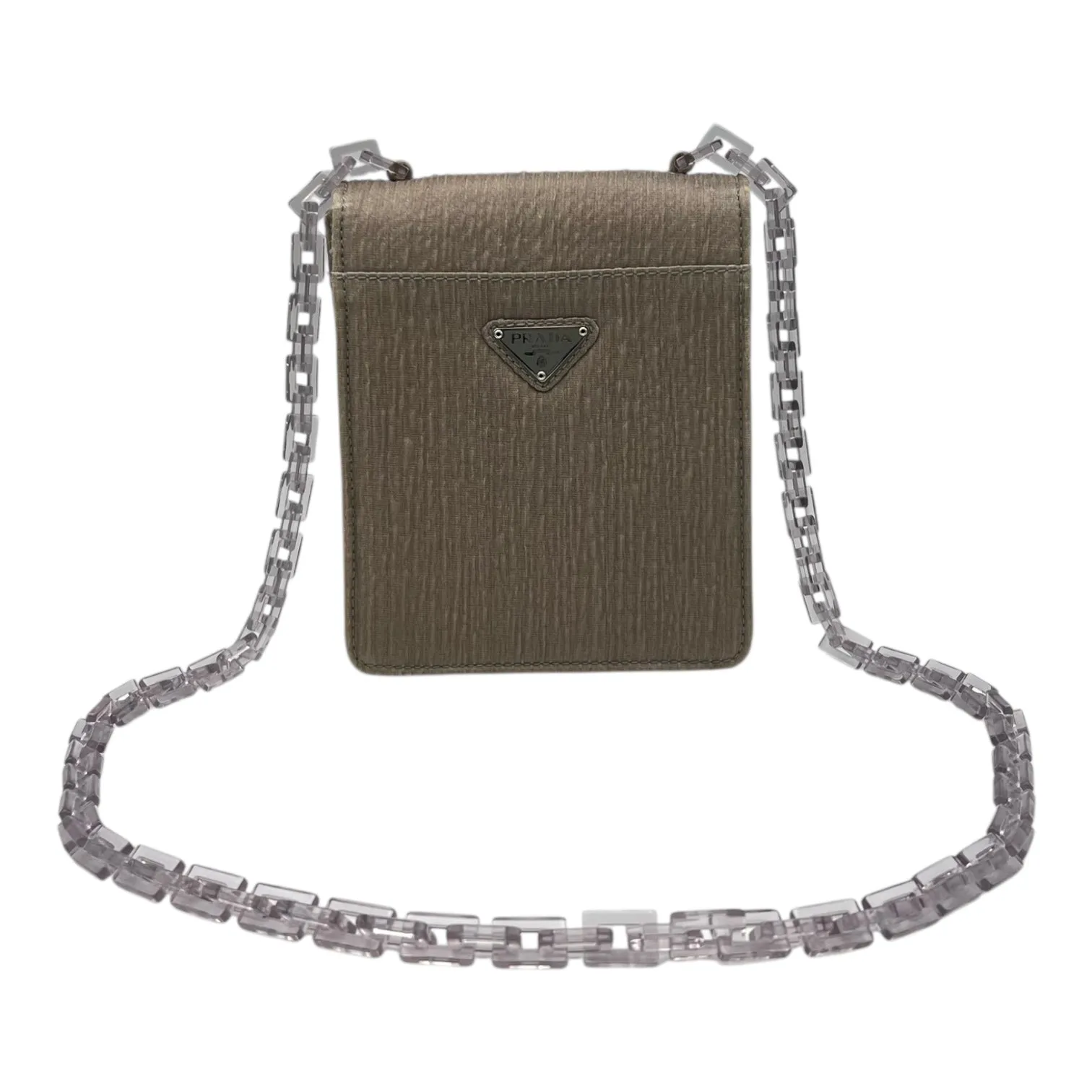 Logo Beige Shoulder Bag in Fabric, Silver hardware