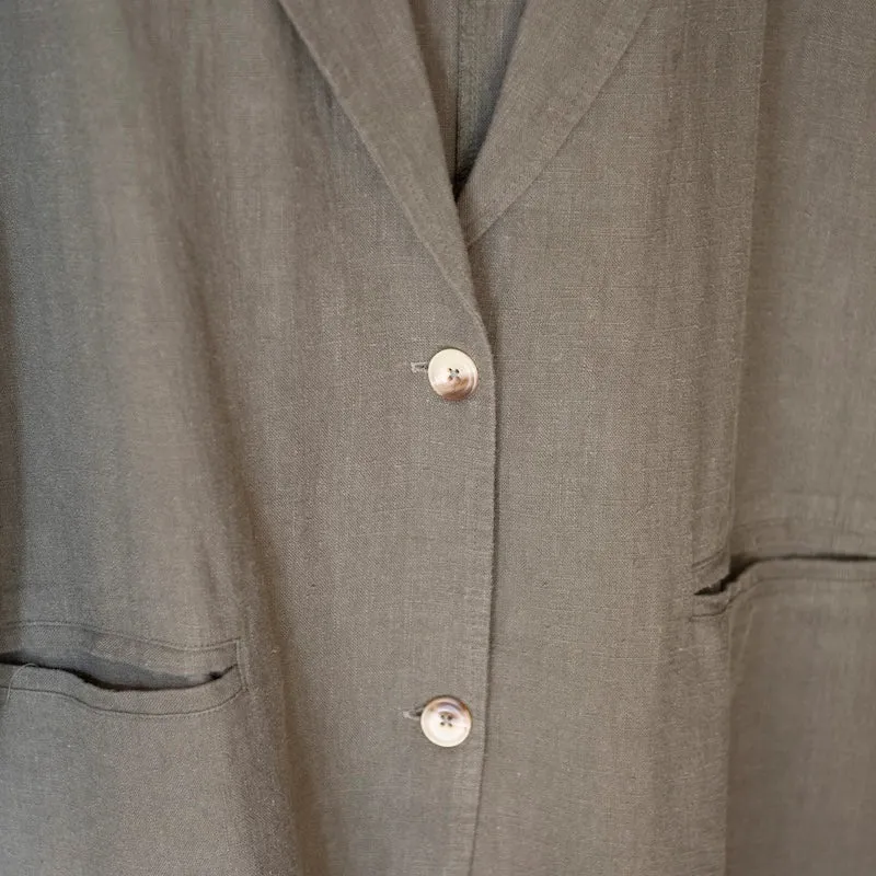 Long Blazer Jacket in Green Cotton