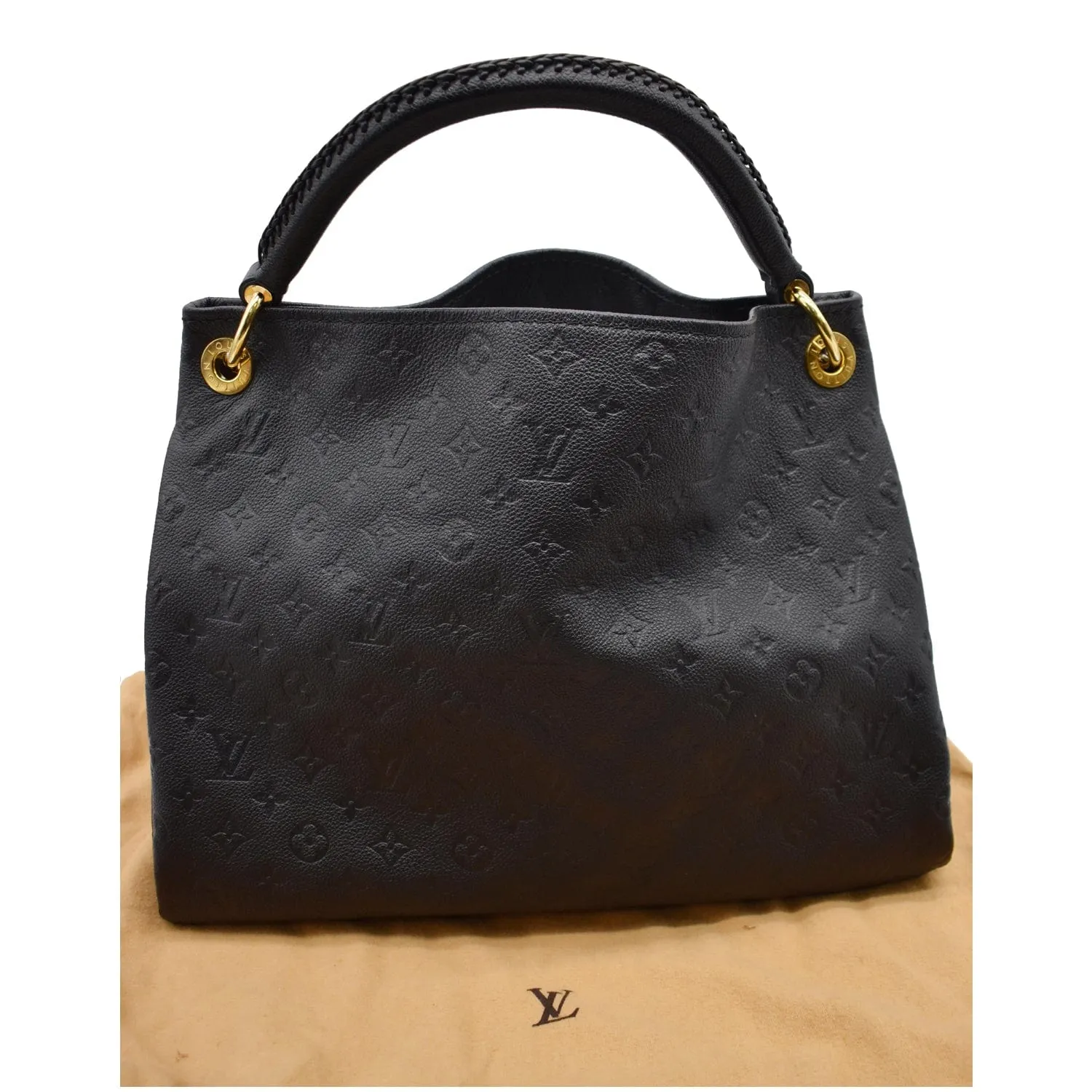 LOUIS VUITTON Artsy MM Empreinte Leather Shoulder Bag Black