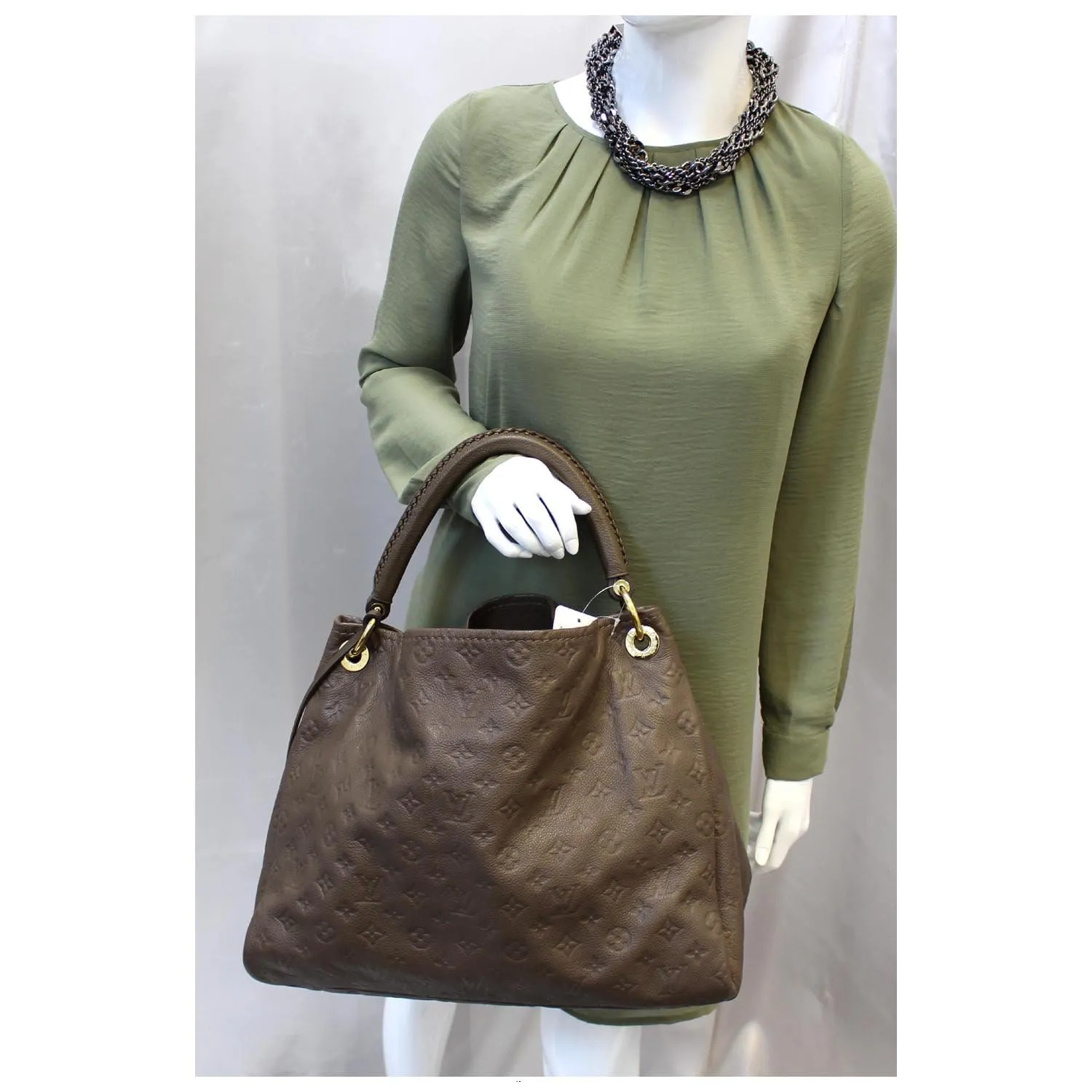 LOUIS VUITTON Artsy MM Monogram Empreinte Leather Shoulder Bag Terre