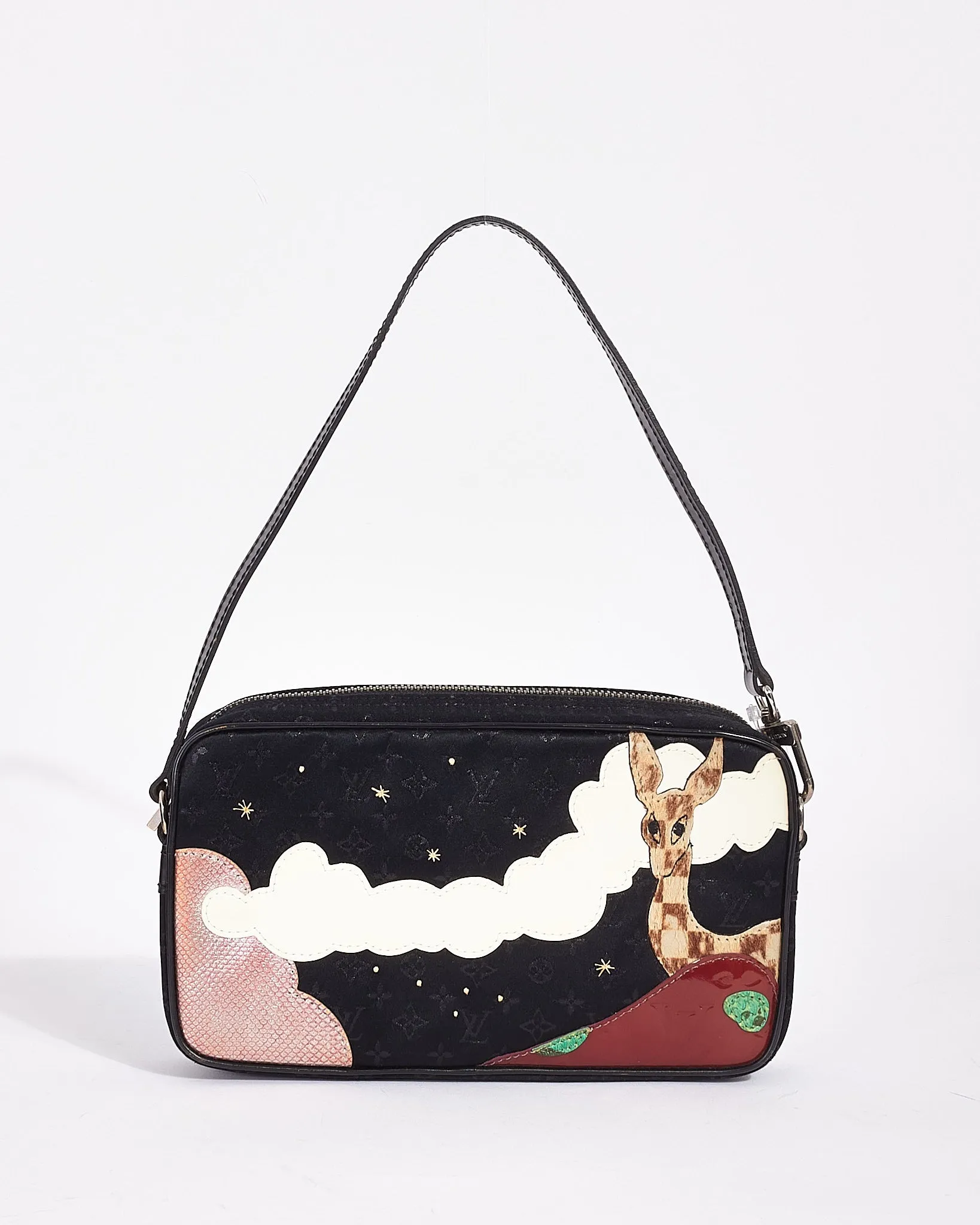 Louis Vuitton Black Monogram Mini Lin Satin "Conte Des Fees Pochette Shoulder Bag