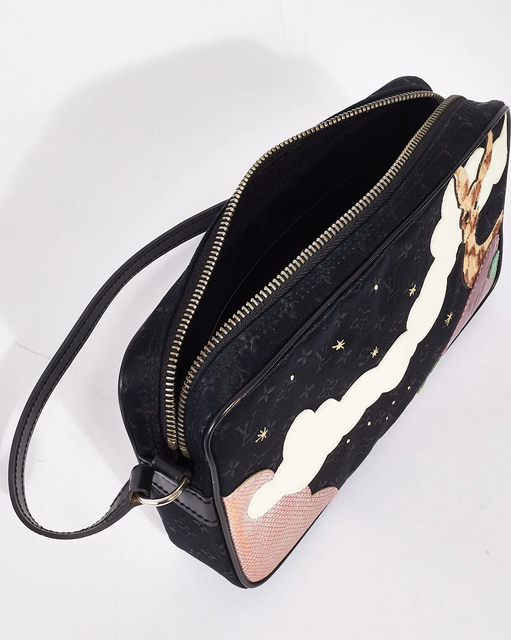 Louis Vuitton Black Monogram Mini Lin Satin "Conte Des Fees Pochette Shoulder Bag