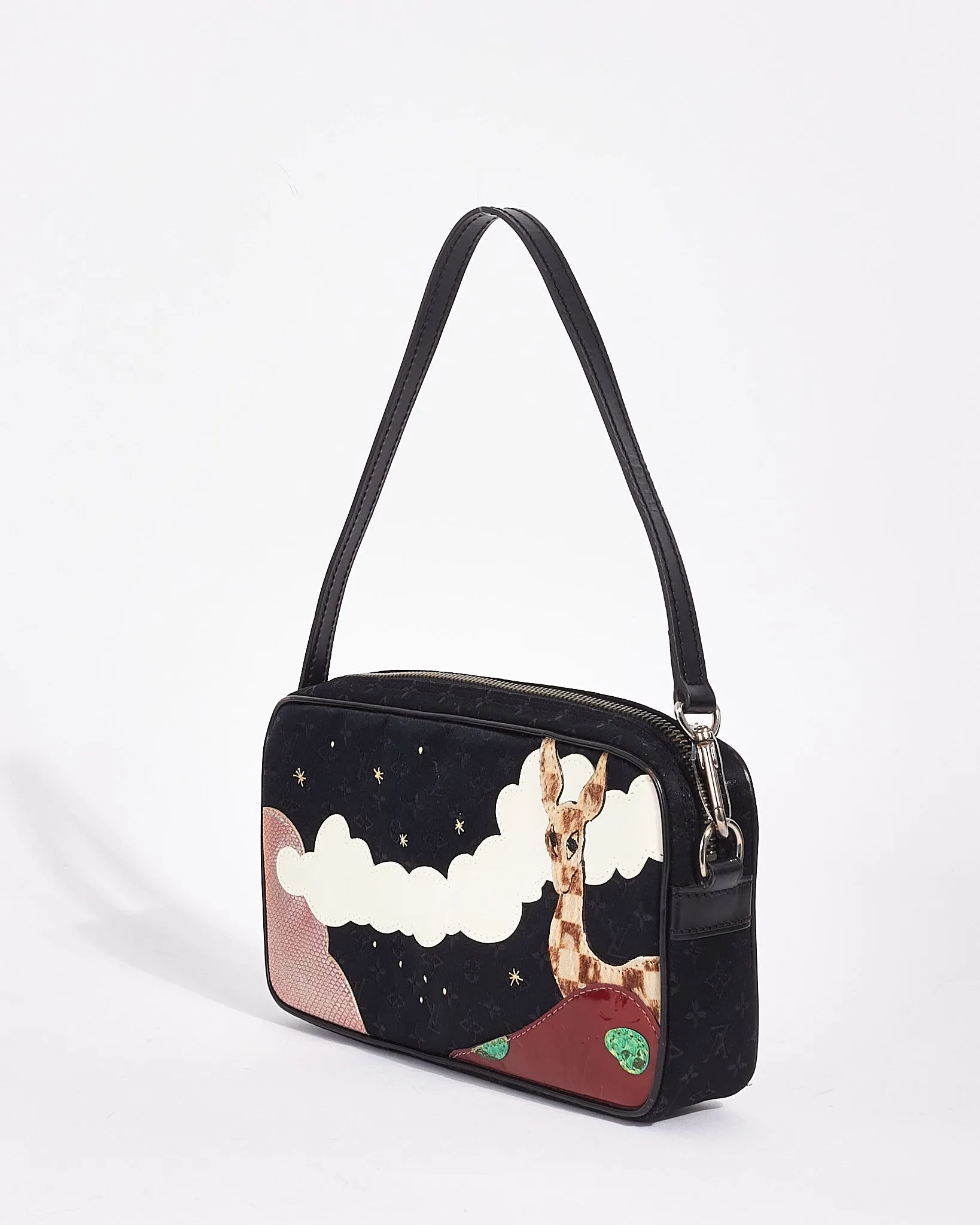 Louis Vuitton Black Monogram Mini Lin Satin "Conte Des Fees Pochette Shoulder Bag