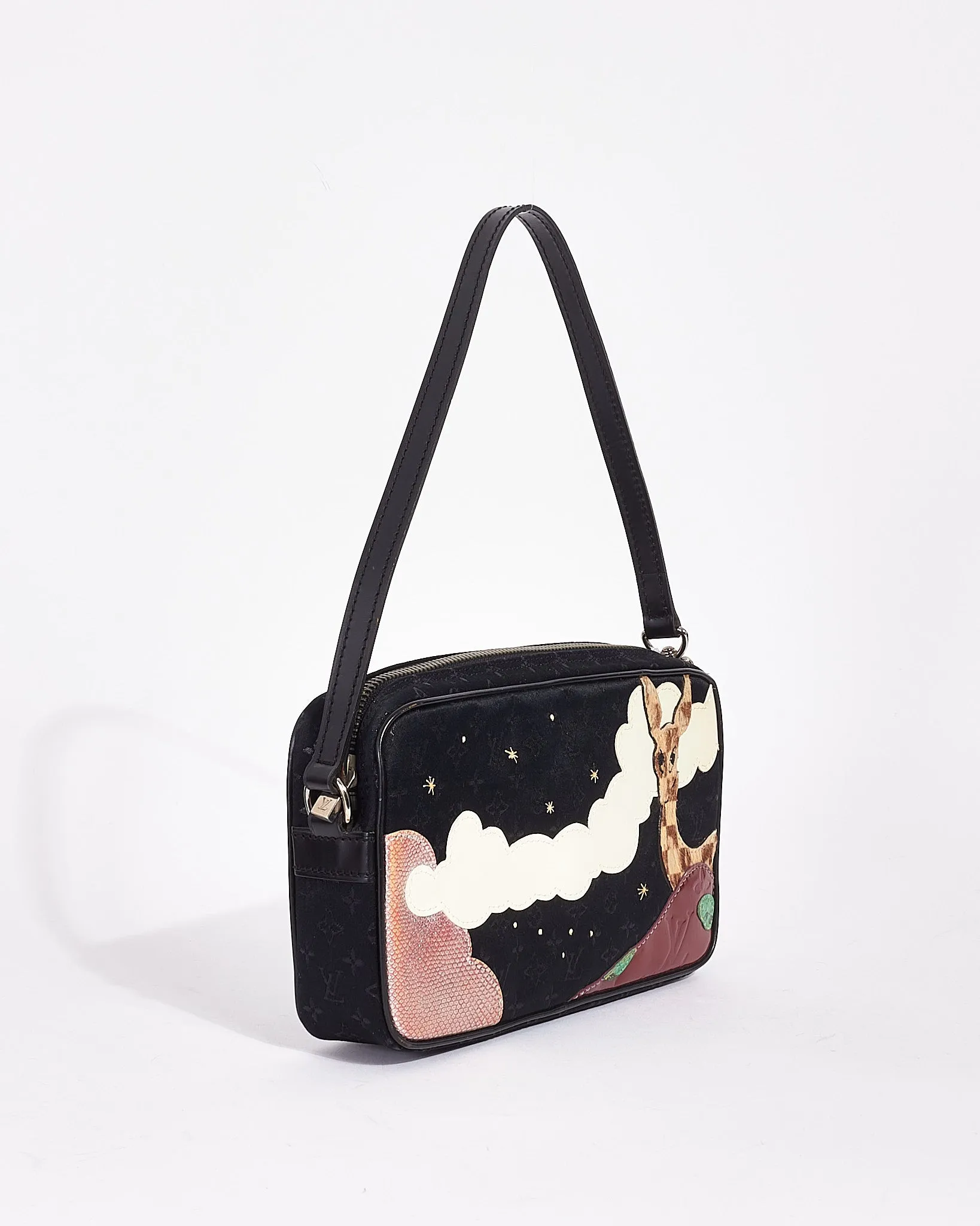 Louis Vuitton Black Monogram Mini Lin Satin "Conte Des Fees Pochette Shoulder Bag
