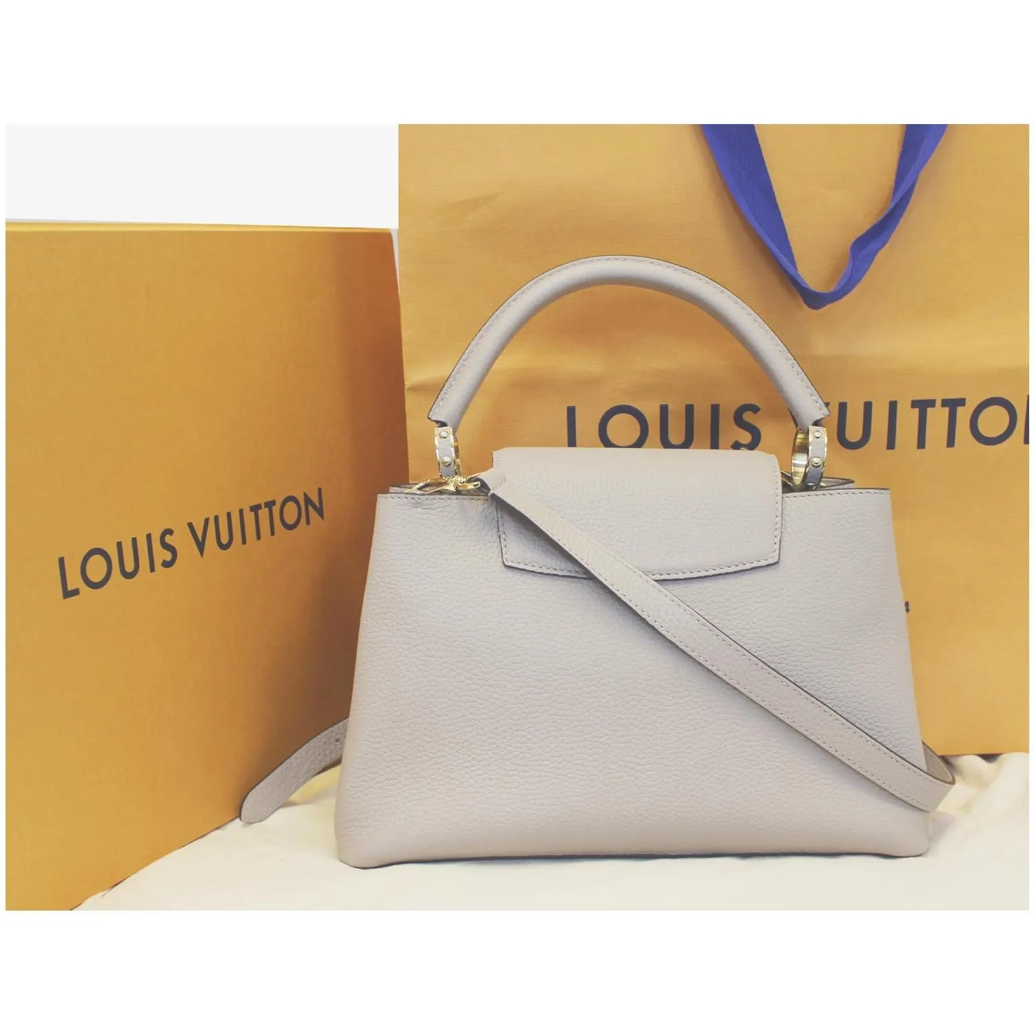 LOUIS VUITTON Capucines PM Taurillon Leather Shoulder Bag Galet