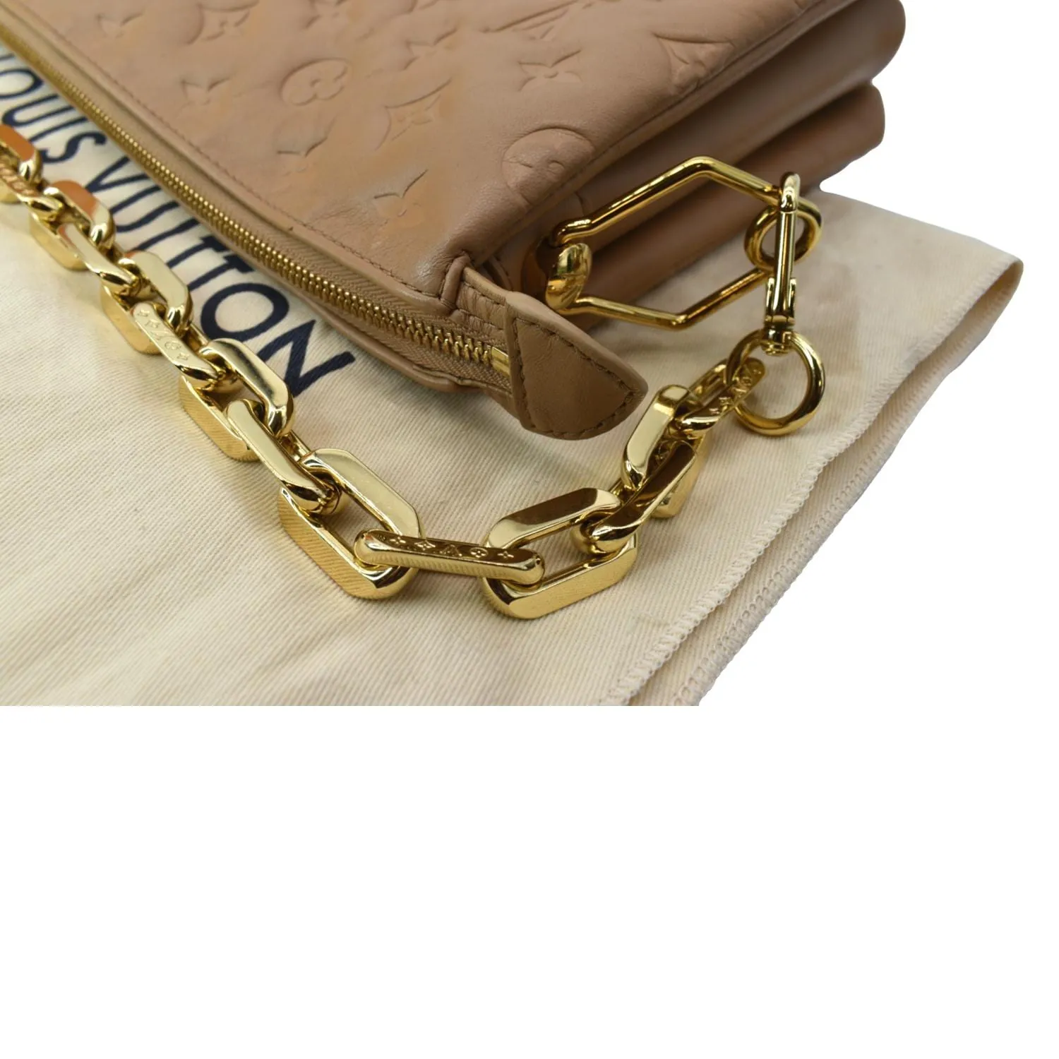 LOUIS VUITTON Coussin PM Monogram Embossed Shoulder Bag Camel