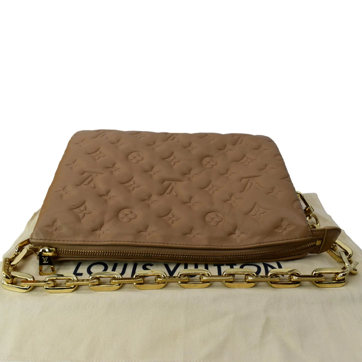 LOUIS VUITTON Coussin PM Monogram Embossed Shoulder Bag Camel