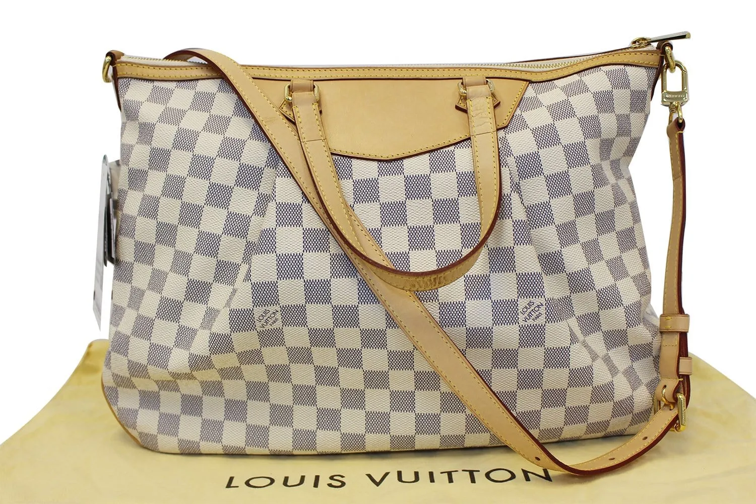 LOUIS VUITTON Damier Azur Siracusa GM White Shoulder Bag