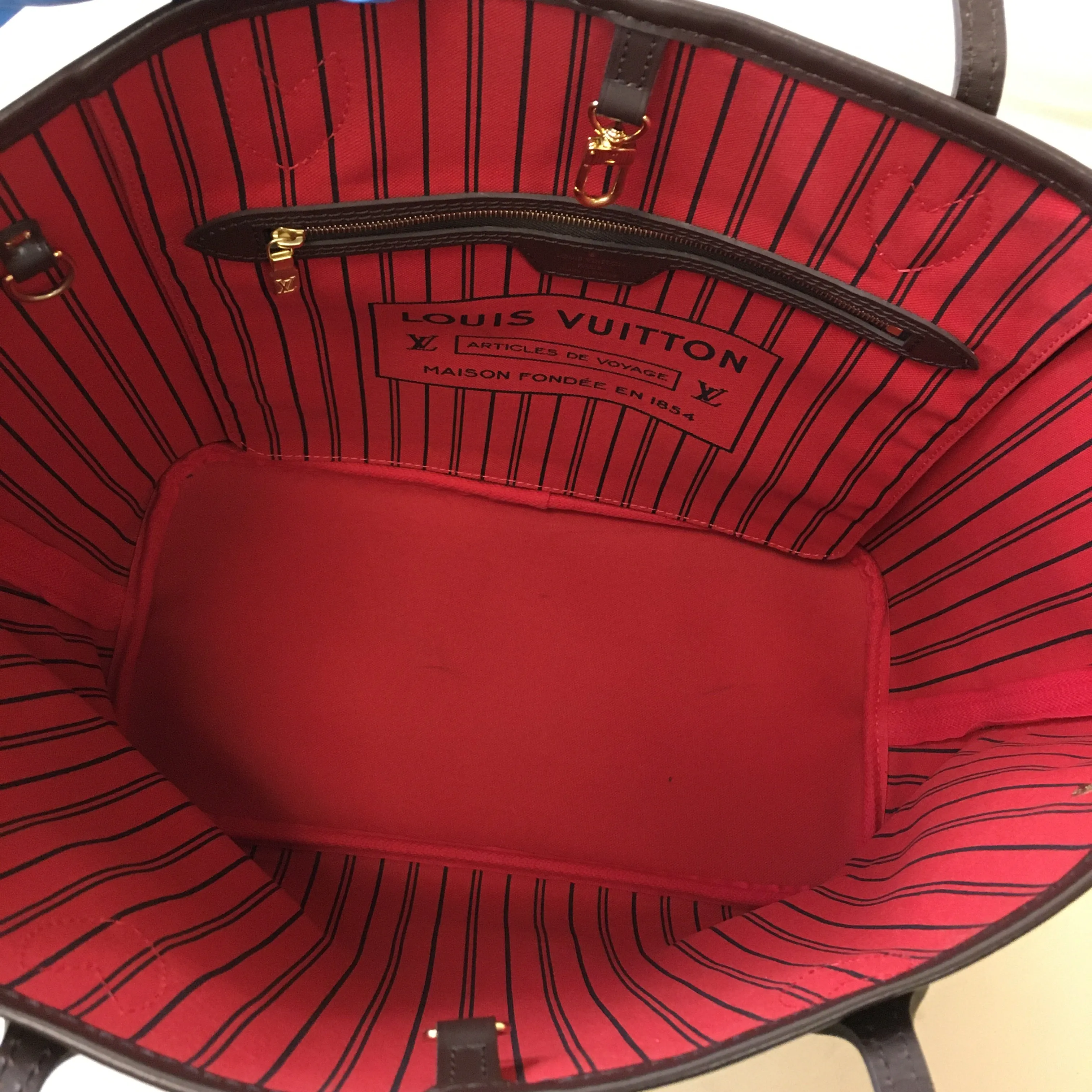 Louis Vuitton Damier Ebene Coated Canvas Neverfull MM Tote Sku# 66723