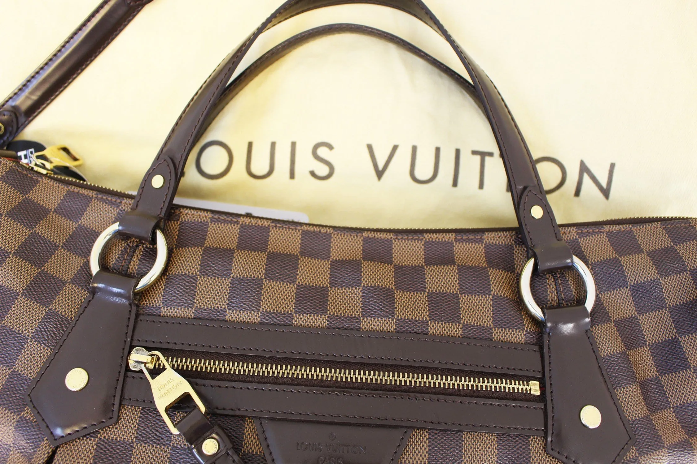 LOUIS VUITTON Damier Ebene Evora GM Tote Shoulder Bag