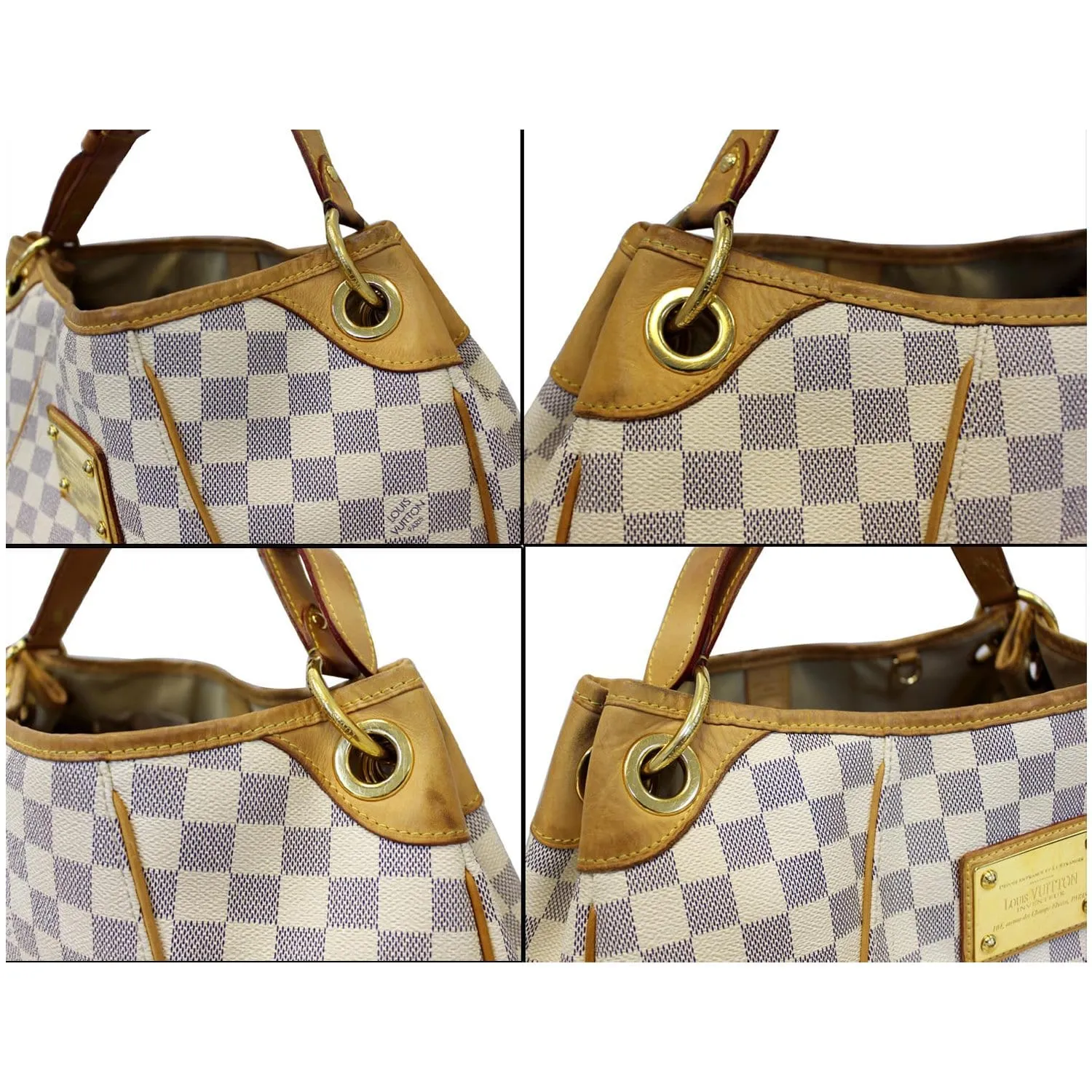 LOUIS VUITTON Galliera PM Damier Azur Shoulder Bag White