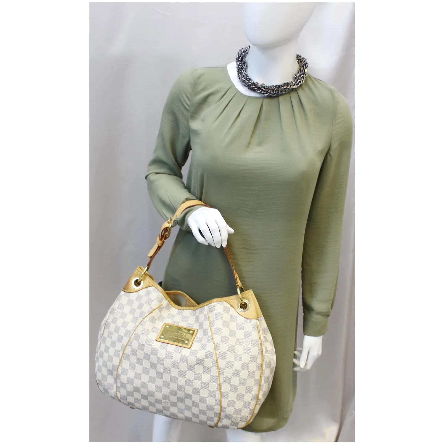 LOUIS VUITTON Galliera PM Damier Azur Shoulder Bag White