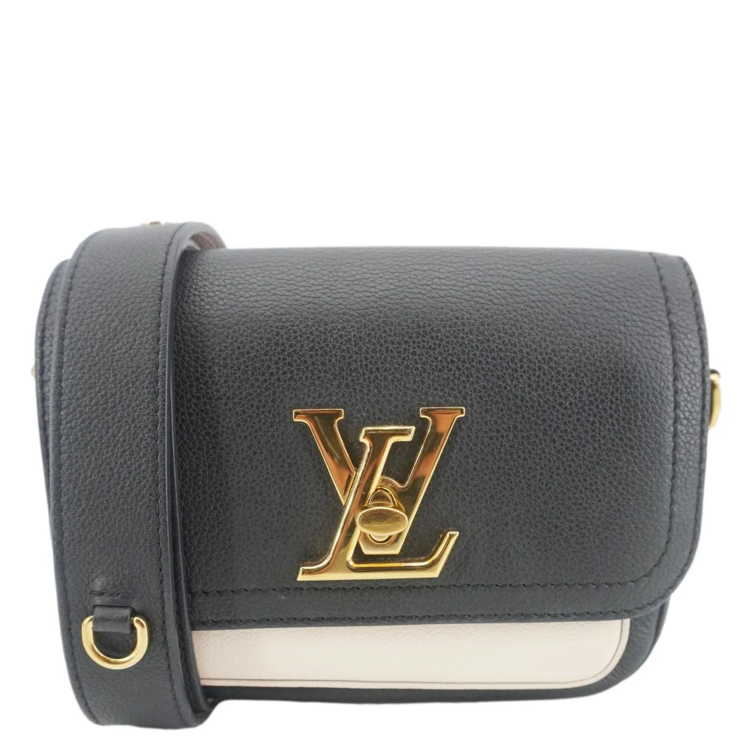 LOUIS VUITTON Lockme Tender Grained Calfskin Leather Shoulder Bag Black