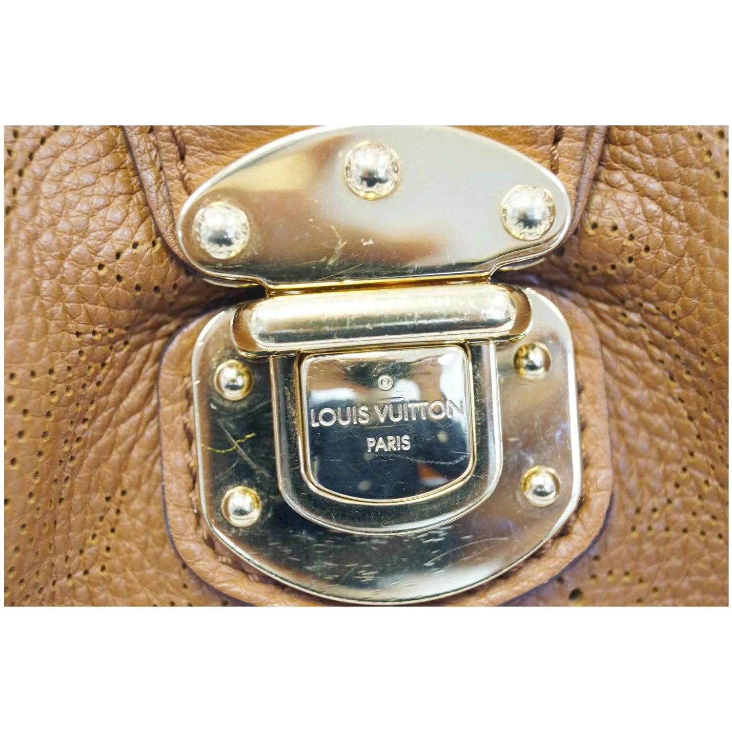 LOUIS VUITTON Lunar PM Mahina Leather Shoulder Bag Brown